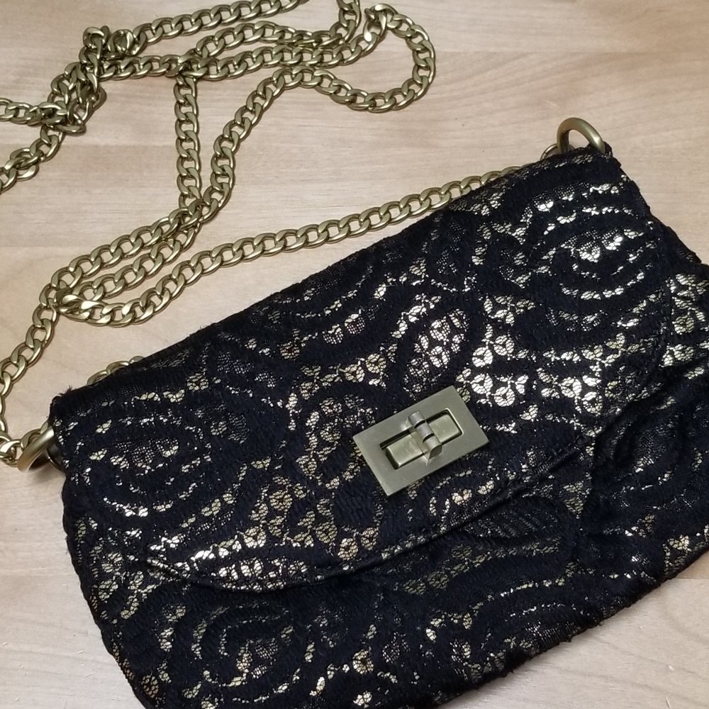 LIMITED EDITION | BLACK & GOLD FABRIC EVENING BAG